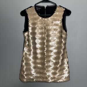 NWOT Paper White Womens Gold Sequin Party Top Small Cocktail Boho Tank Top